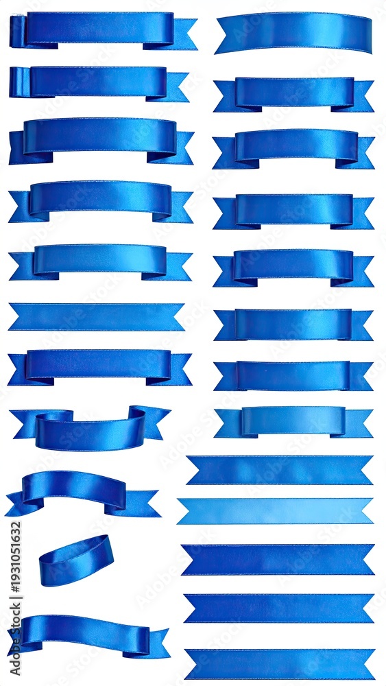 Fototapeta premium Blue ribbon banners in various styles