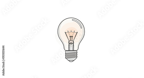 Glowing Incandescent Light Bulb on White Background - Idea Concept