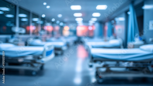 Wallpaper Mural Empty hospital ward with rows of beds under fluorescent lighting Torontodigital.ca