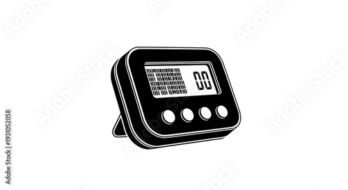 Digital Kitchen Timer with LCD Display and Buttons - Black and White Icon