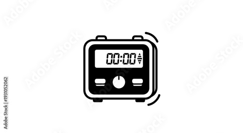 Digital Kitchen Timer Icon, Cooking Time Management, Stopwatch Symbol