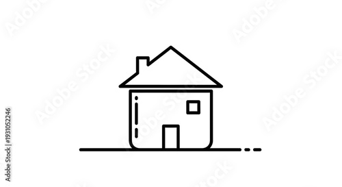 Minimalist house icon outline, simple home symbol on white background, real estate concept