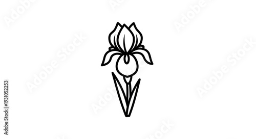 Minimalist Iris Flower Line Art Tattoo Design