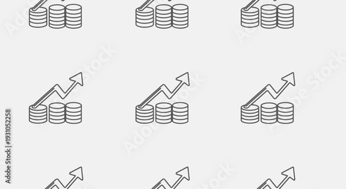 Stacks of Coins with Arrows Indicating Growth.