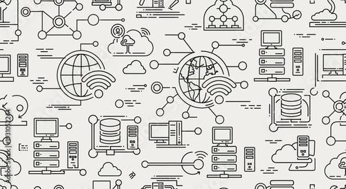 Technology Icons Global Network Connectivity.