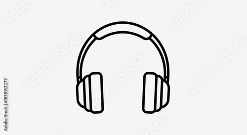 Minimalist Line Art Icon of Headphones, Simple Vector Graphic for Audio and Music