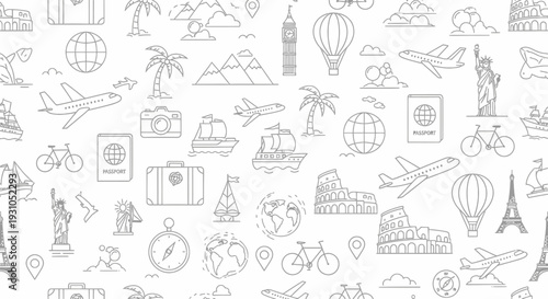Travel Icons Collection with Various Symbols.
