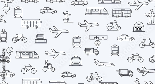 Transportation Icons Collection Various Vehicles.