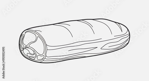 Hand-drawn illustration of a whole loaf of bread, isolated on a light grey background