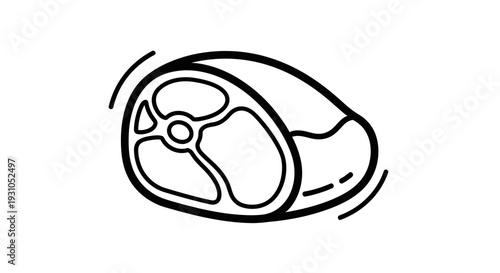 Hand-drawn illustration of a raw meat steak, isolated on white background, simple sketch style