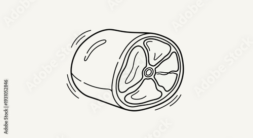 Hand-drawn illustration of a cut of meat, raw, with bone, on a white background