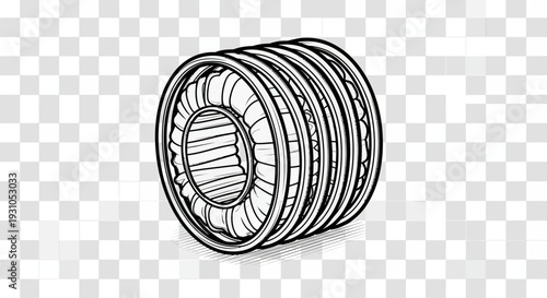 Roller Bearing, Mechanical Component, Industrial Part, Engineering Design, Technical Drawing