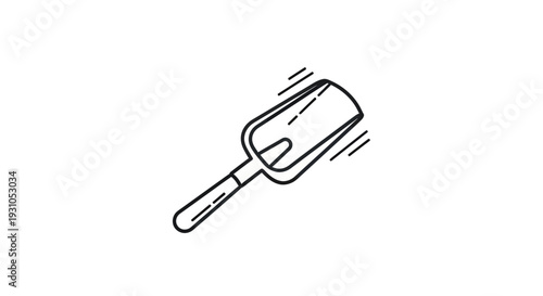 Scoop Icon Line Art, Simple Kitchen Utensil for Food or Ice