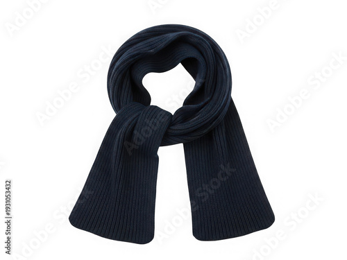 Knitted navy blue scarf isolated on a transparent background winter accessory