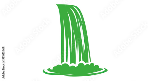 Green waterfall illustration, environmental concept, fresh water, nature symbol