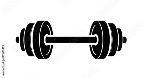 Black Dumbbell Silhouette Icon on White Background