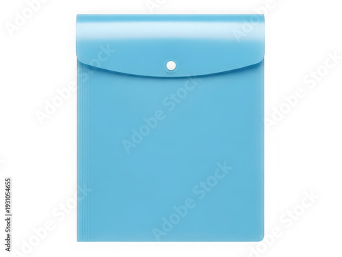 Blue plastic folder with snap closure isolated on a transparent background stationery