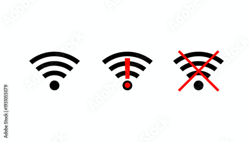 WiFi signal strength icons indicating different connection statuses.