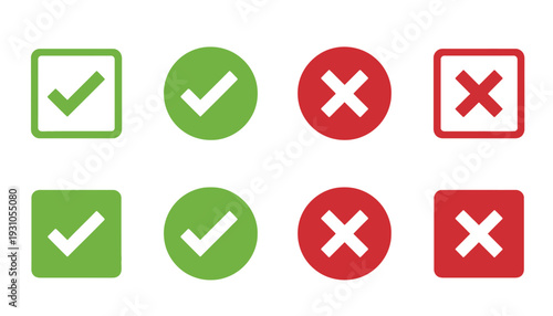 Assorted check marks and crosses in green and red.