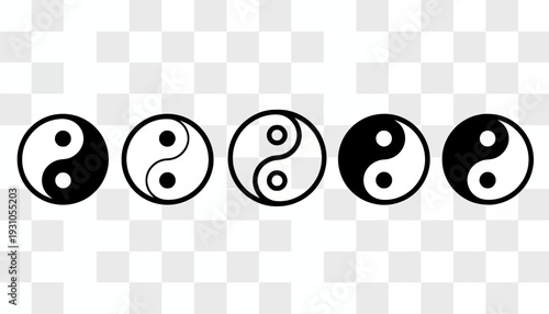 Yin Yang Symbols in Various Stages of Transition.