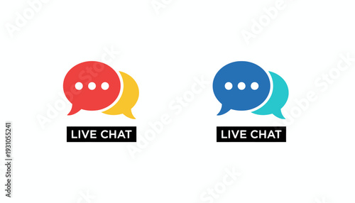 Colorful Live Chat Icons with Speech Bubbles.