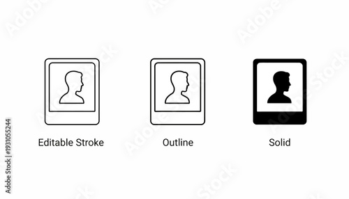 Three different icon styles for a person profile image placeholder.