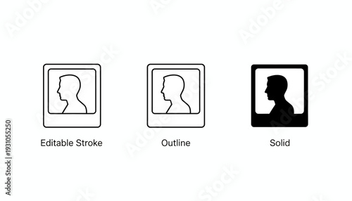 Three different icon styles for a person's profile picture.