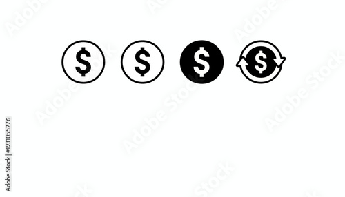 Dollar sign icons in different styles and variations.