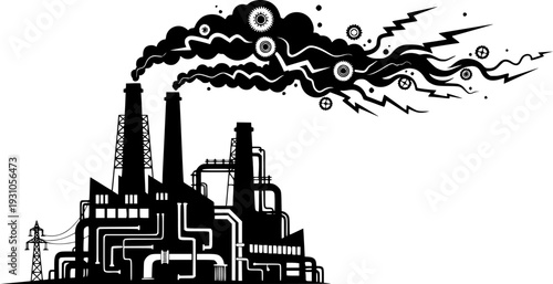 Industrial factory building silhouette representing production and energy
