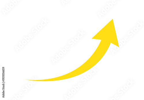 yellow curve arrow sign isolated on transparent background png file type