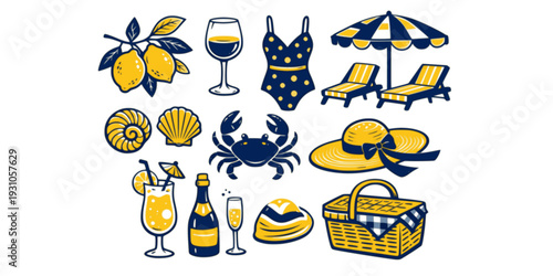 Hand drawn sketch summer vacation collection
