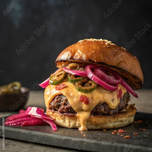 Delicious Burger with Pepper Jack Cheese