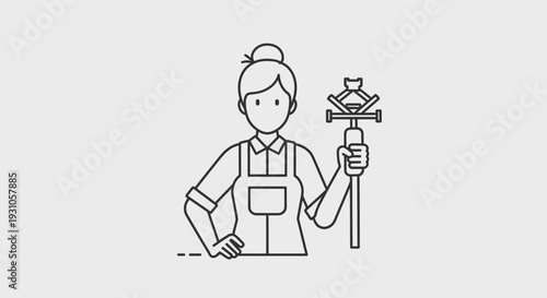 Female Mechanic Holding Car Jack, Auto Repair, Professional Service, Workshop Icon