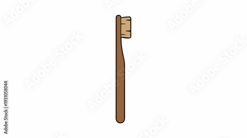 A Simple Brown Toothbrush With Bristles Facing Right On A White Background Isolated Product Studio Shot
