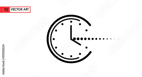 Clock Face with Dotted Line Trailing, Representing Time Passing or Speed
