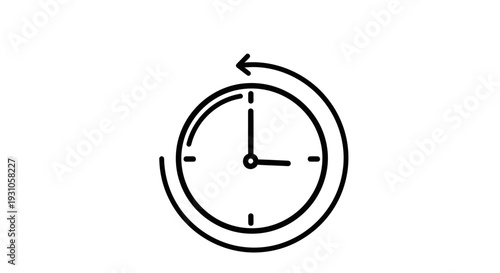 Clock with Circular Arrow Icon: Time Management, Deadline, Schedule, Urgency, Countdown