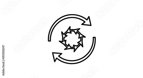 Circular Arrows Symbolizing Refresh, Recycle, Renewal, and Continuous Process