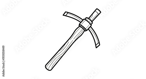 Black and White Line Art Illustration of a Pickaxe