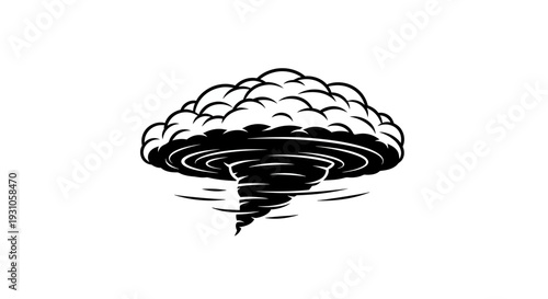 Black and White Tornado Swirl Cloud Illustration