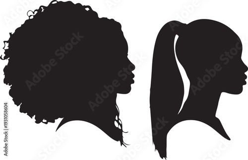 Powerful black and white silhouette illustration celebrating international women's day on march eighth representing unity strength and female diversity in a bold graphic design