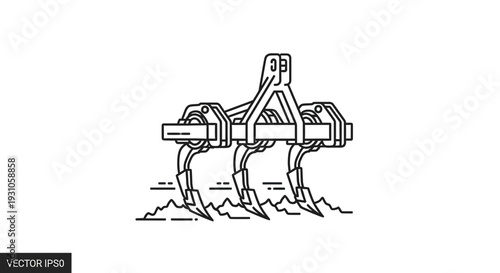 Agricultural Cultivator Tine Working Soil - Line Art Icon