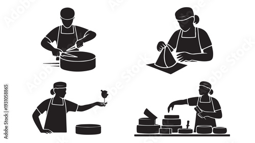 Vector Illustration Of Chefs Preparing Food In Kitchen For Culinary And Restaurant Concepts