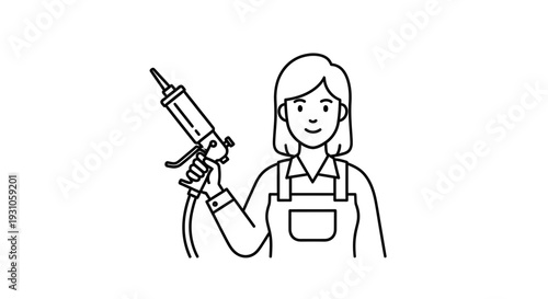 Woman Worker Holding Caulking Gun, Construction and Renovation Concept