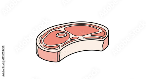 Raw Beef Steak Cut, Isolated on White Background, Top View, Food Ingredient