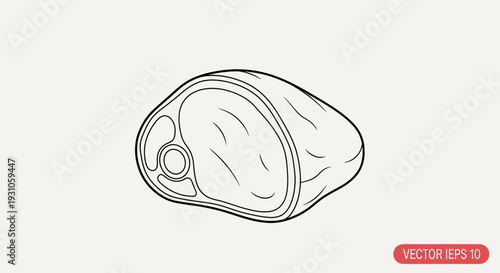 Raw Meat Cut Steak Slice Icon, Vector Outline Illustration