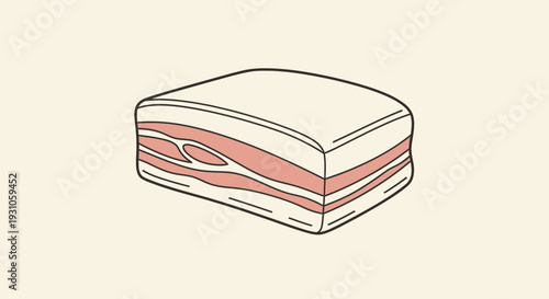 Raw Pork Belly Block Slice Cut Fat Meat Ingredient Food