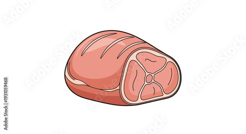 Raw Pork Leg Cut Isolated on White Background, Meat Food Ingredient for Cooking