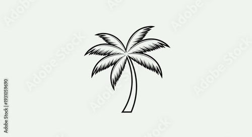 Hand-Drawn Palm Tree Silhouette Icon, Tropical Beach Element