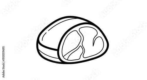 Hand-drawn illustration of a raw steak cut, black and white sketch