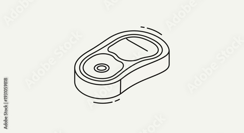 Minimalist Isometric Line Art Icon of a Steak